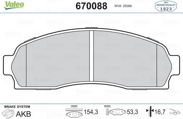 Valeo 670088 - Jarrupala, levyjarru inparts.fi