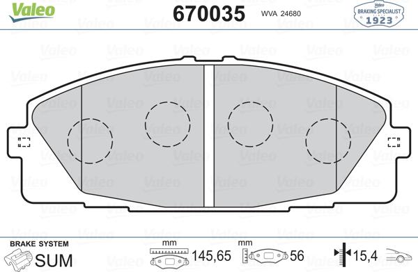 Valeo 670035 - Jarrupala, levyjarru inparts.fi