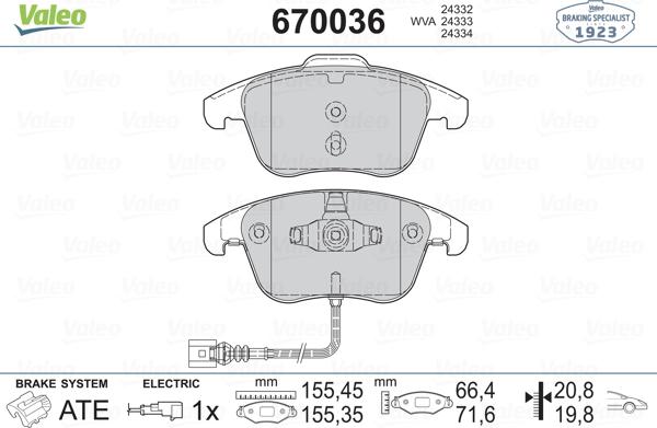 Valeo 670036 - Jarrupala, levyjarru inparts.fi