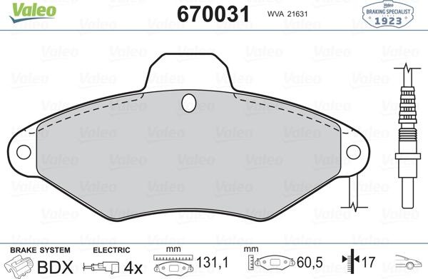 Valeo 670031 - Jarrupala, levyjarru inparts.fi