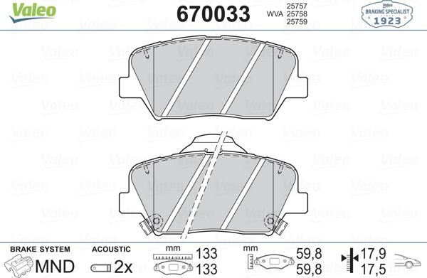 Valeo 670033 - Jarrupala, levyjarru inparts.fi