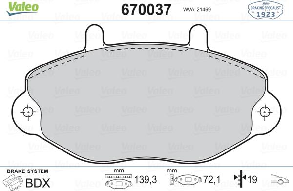 Valeo 670037 - Jarrupala, levyjarru inparts.fi