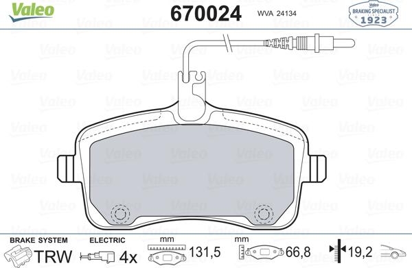 Valeo 670024 - Jarrupala, levyjarru inparts.fi