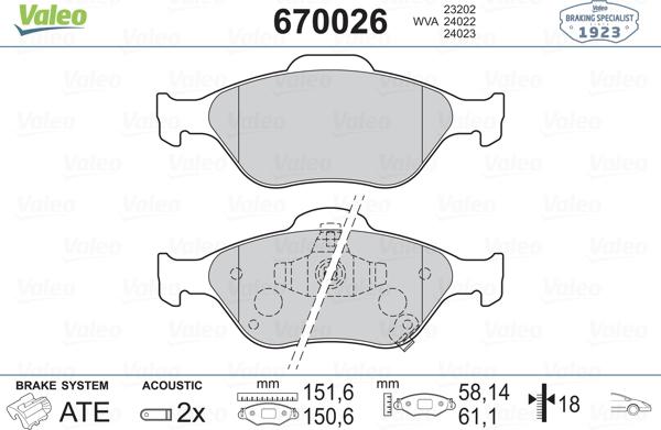 Valeo 670026 - Jarrupala, levyjarru inparts.fi