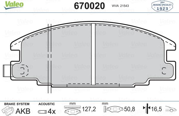 Valeo 670020 - Jarrupala, levyjarru inparts.fi