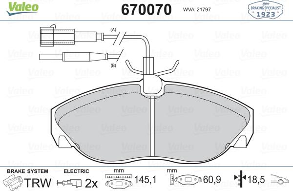 Valeo 670070 - Jarrupala, levyjarru inparts.fi