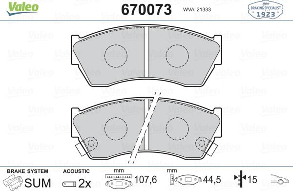 Valeo 670073 - Jarrupala, levyjarru inparts.fi