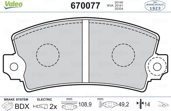 Valeo 670077 - Jarrupala, levyjarru inparts.fi