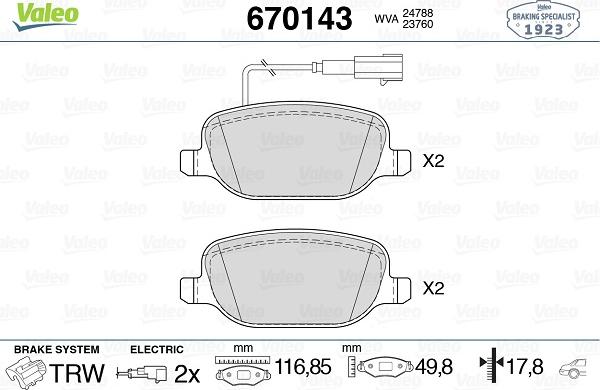 Valeo 670143 - Jarrupala, levyjarru inparts.fi