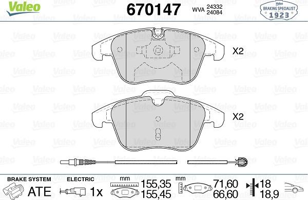 Valeo 670147 - Jarrupala, levyjarru inparts.fi