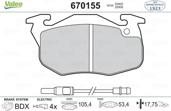 Valeo 670155 - Jarrupala, levyjarru inparts.fi