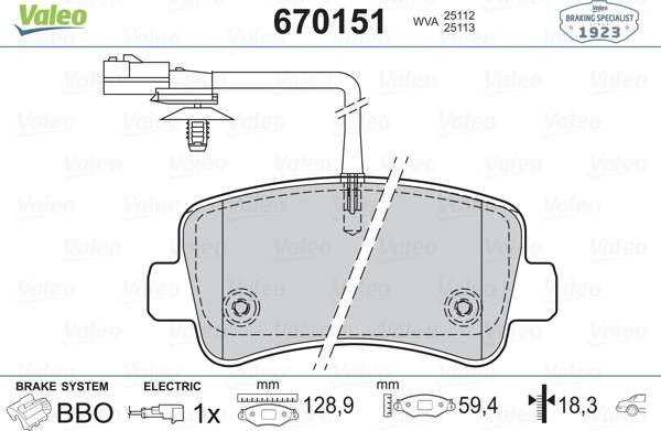 Valeo 670151 - Jarrupala, levyjarru inparts.fi