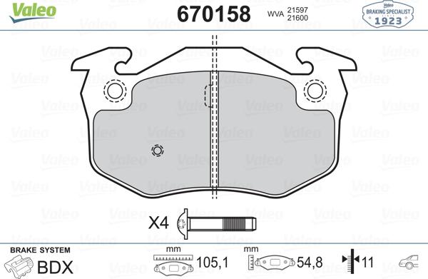 Valeo 670158 - Jarrupala, levyjarru inparts.fi