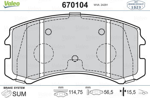 Valeo 670104 - Jarrupala, levyjarru inparts.fi