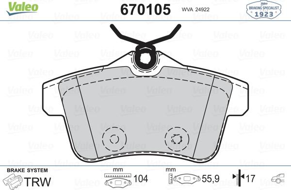 Valeo 670105 - Jarrupala, levyjarru inparts.fi