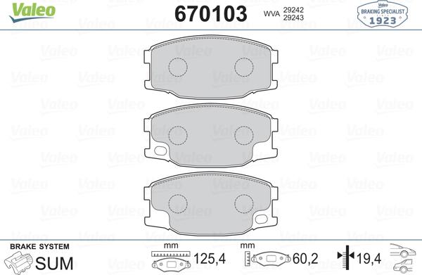 Valeo 670103 - Jarrupala, levyjarru inparts.fi