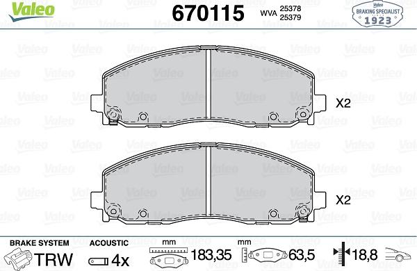 Valeo 670115 - Jarrupala, levyjarru inparts.fi