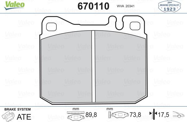 Valeo 670110 - Jarrupala, levyjarru inparts.fi