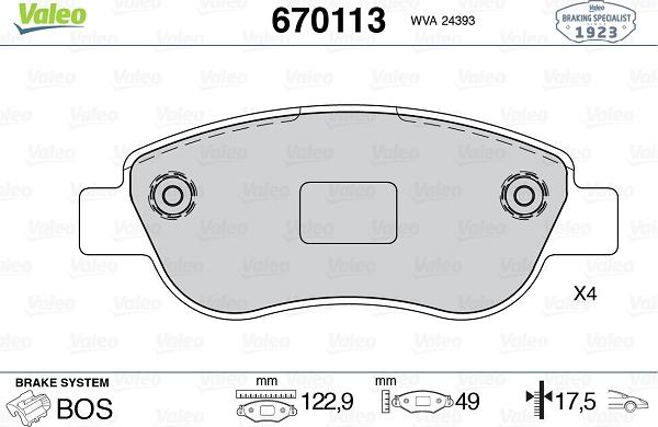 Valeo 670113 - Jarrupala, levyjarru inparts.fi