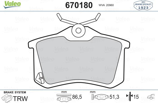 Valeo 670180 - Jarrupala, levyjarru inparts.fi