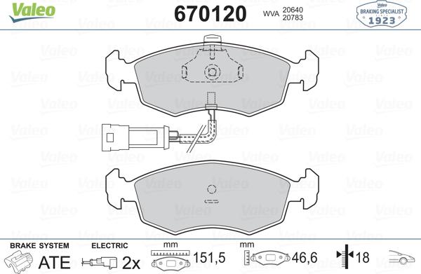 Valeo 670120 - Jarrupala, levyjarru inparts.fi