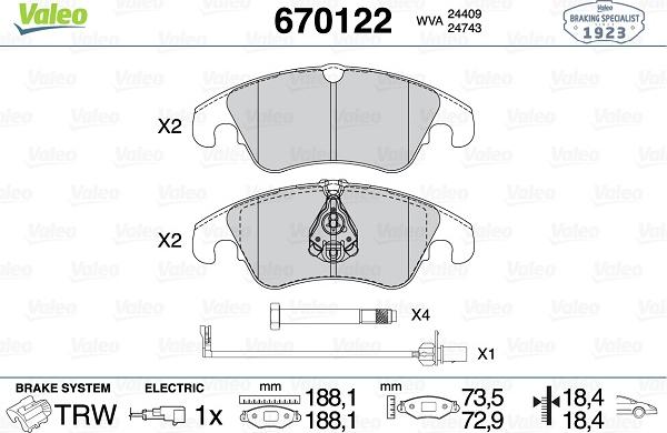 Valeo 670122 - Jarrupala, levyjarru inparts.fi