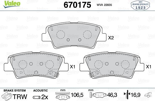 Valeo 670175 - Jarrupala, levyjarru inparts.fi