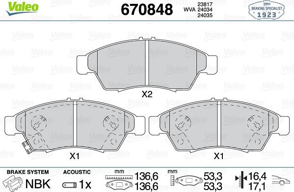 Valeo 670848 - Jarrupala, levyjarru inparts.fi