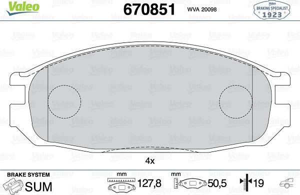 Valeo 670851 - Jarrupala, levyjarru inparts.fi