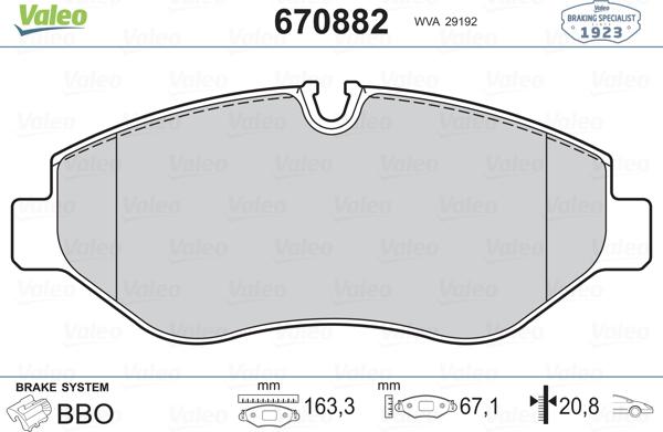 Valeo 670882 - Jarrupala, levyjarru inparts.fi