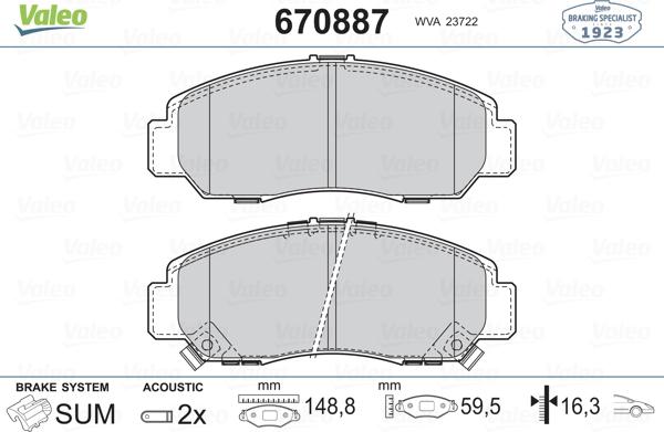 Valeo 670887 - Jarrupala, levyjarru inparts.fi