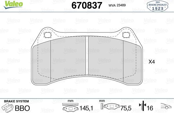 Valeo 670837 - Jarrupala, levyjarru inparts.fi