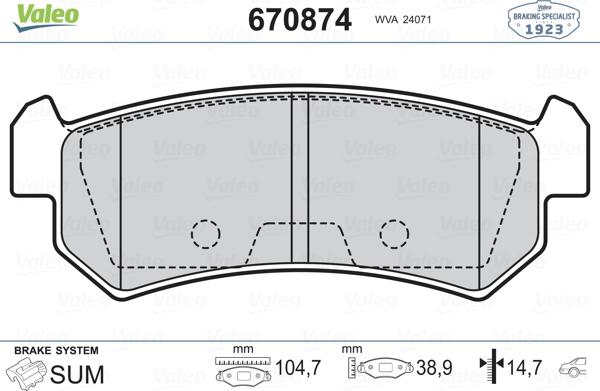 Valeo 670874 - Jarrupala, levyjarru inparts.fi