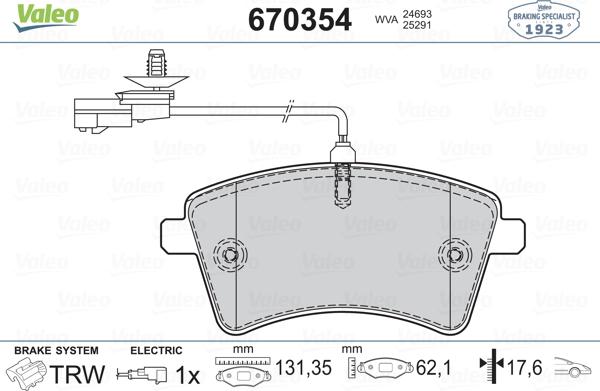 Valeo 670354 - Jarrupala, levyjarru inparts.fi