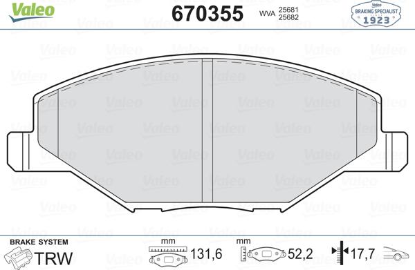 Valeo 670355 - Jarrupala, levyjarru inparts.fi