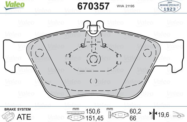 Valeo 670357 - Jarrupala, levyjarru inparts.fi