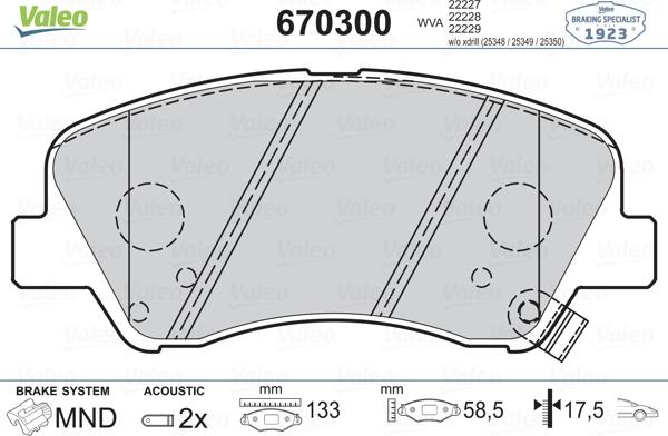 Valeo 670300 - Jarrupala, levyjarru inparts.fi