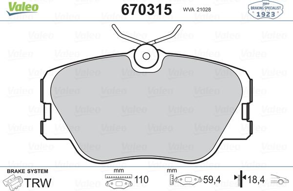 Valeo 670315 - Jarrupala, levyjarru inparts.fi