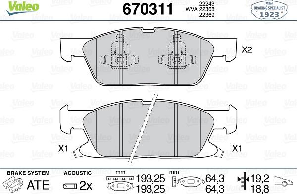 Valeo 670311 - Jarrupala, levyjarru inparts.fi