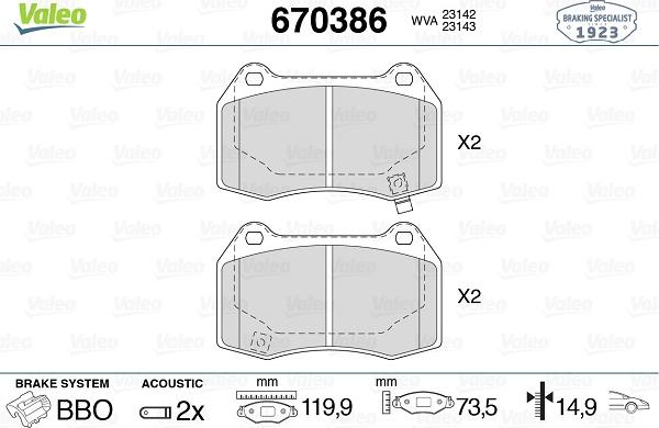 Valeo 670386 - Jarrupala, levyjarru inparts.fi