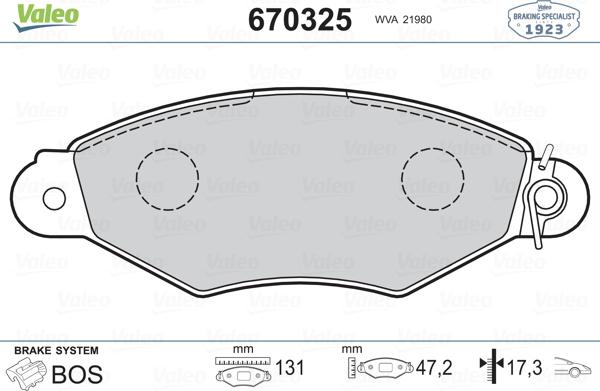 Valeo 670325 - Jarrupala, levyjarru inparts.fi