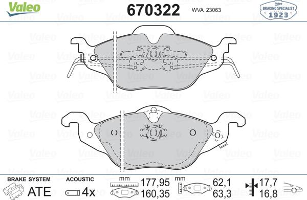 Valeo 670322 - Jarrupala, levyjarru inparts.fi