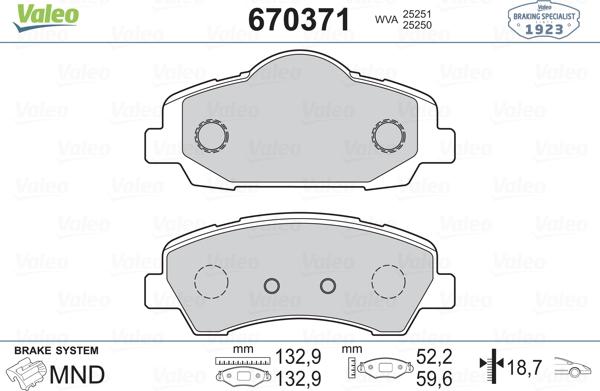 Valeo 670371 - Jarrupala, levyjarru inparts.fi