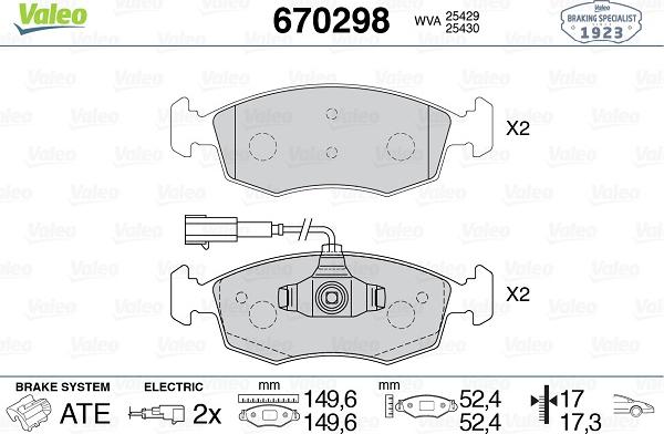 Valeo 670298 - Jarrupala, levyjarru inparts.fi