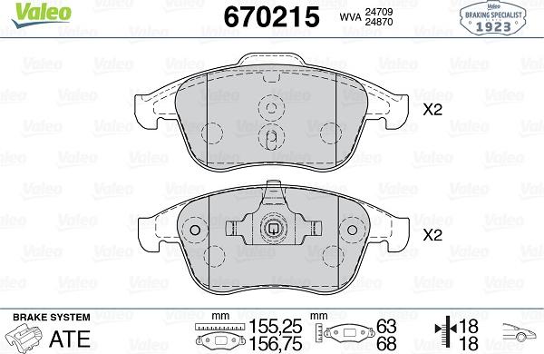 Valeo 670215 - Jarrupala, levyjarru inparts.fi