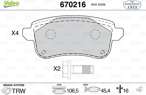 Valeo 670216 - Jarrupala, levyjarru inparts.fi