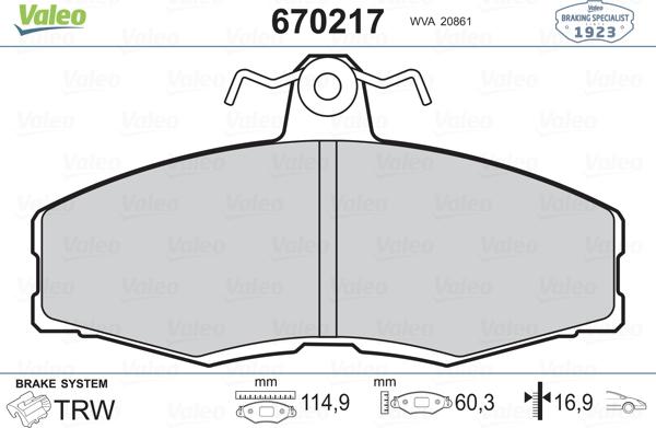 Valeo 670217 - Jarrupala, levyjarru inparts.fi