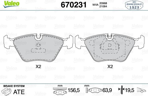 Valeo 670231 - Jarrupala, levyjarru inparts.fi