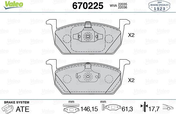 Valeo 670225 - Jarrupala, levyjarru inparts.fi