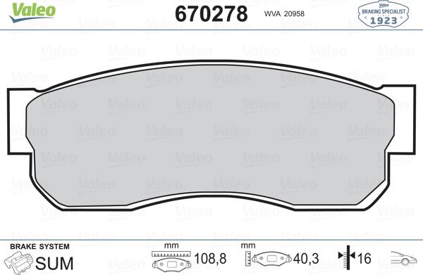 Valeo 670278 - Jarrupala, levyjarru inparts.fi